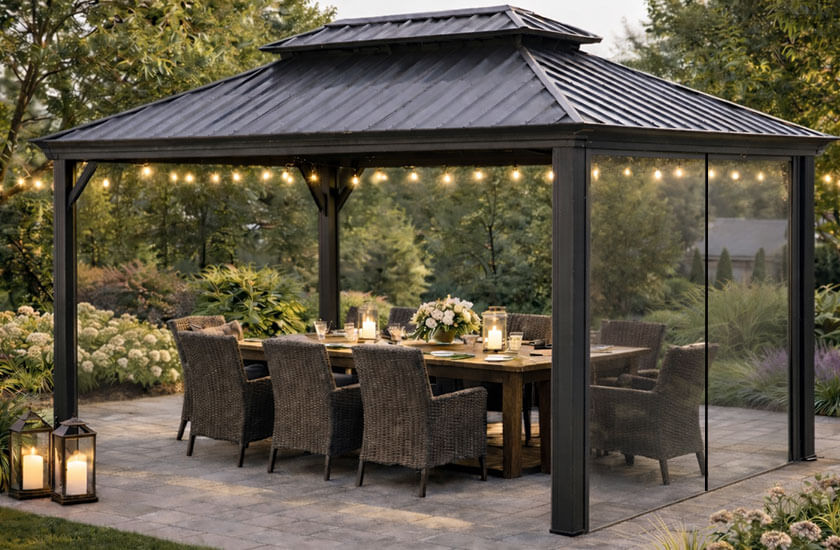 PORT-ROYAL sun shelter WITH MICAS OR CURTAINS